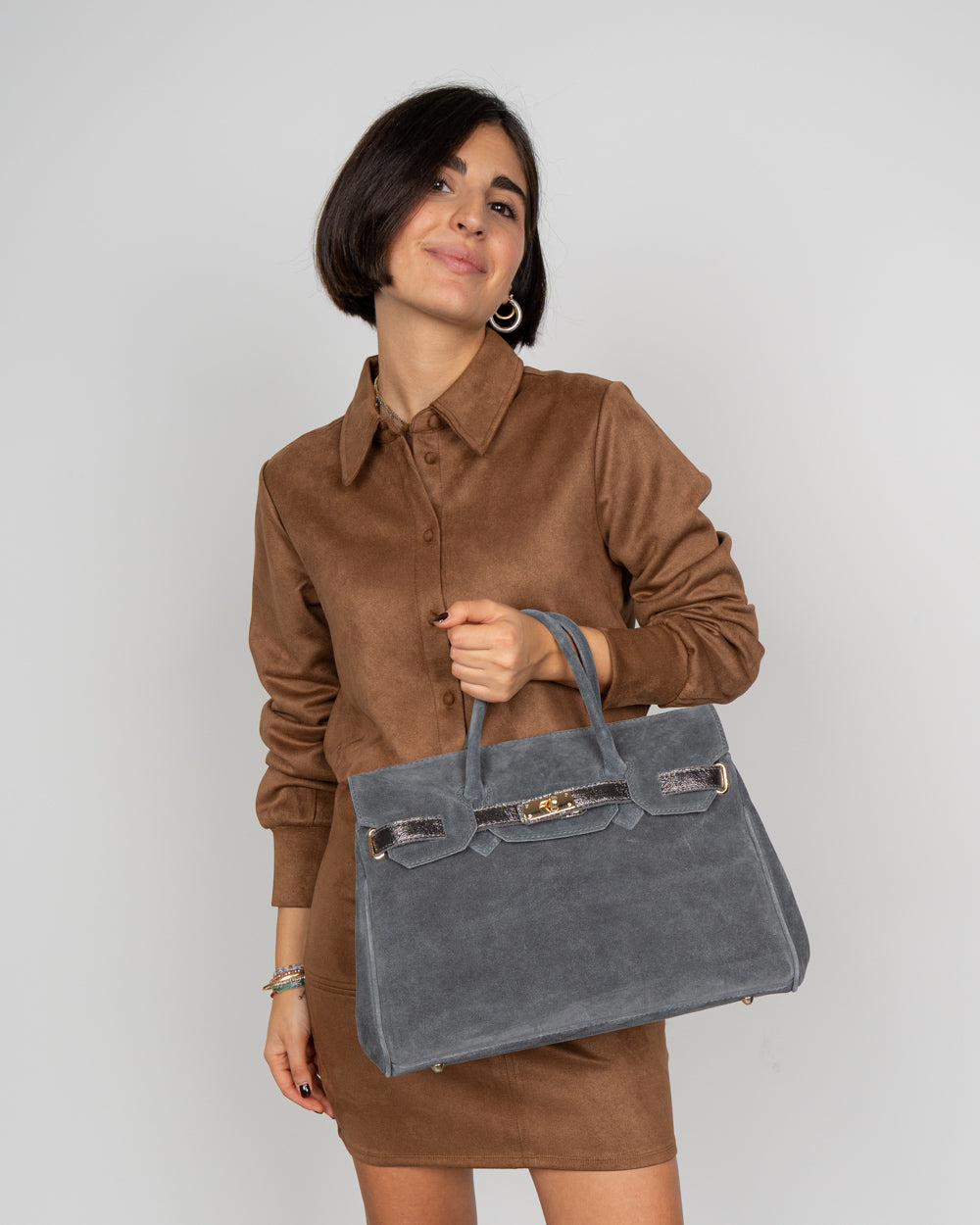 BORSA MARTY CAMOSCIO GRIGIO