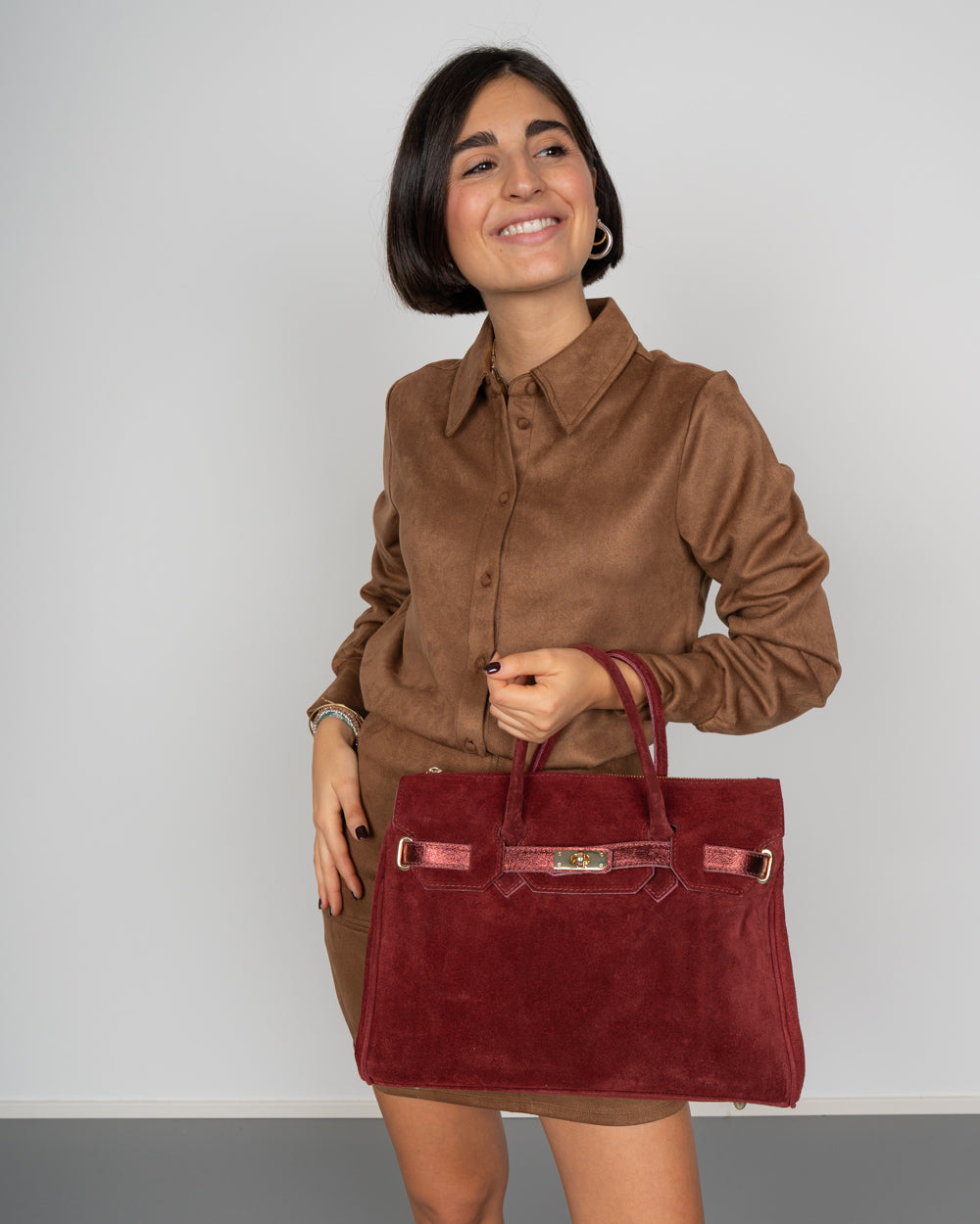 BORSA MARTY CAMOSCIO BURGUNDY
