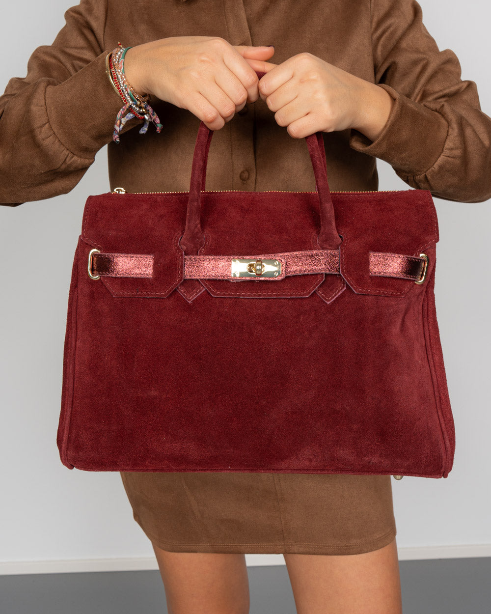 BORSA MARTY CAMOSCIO BURGUNDY