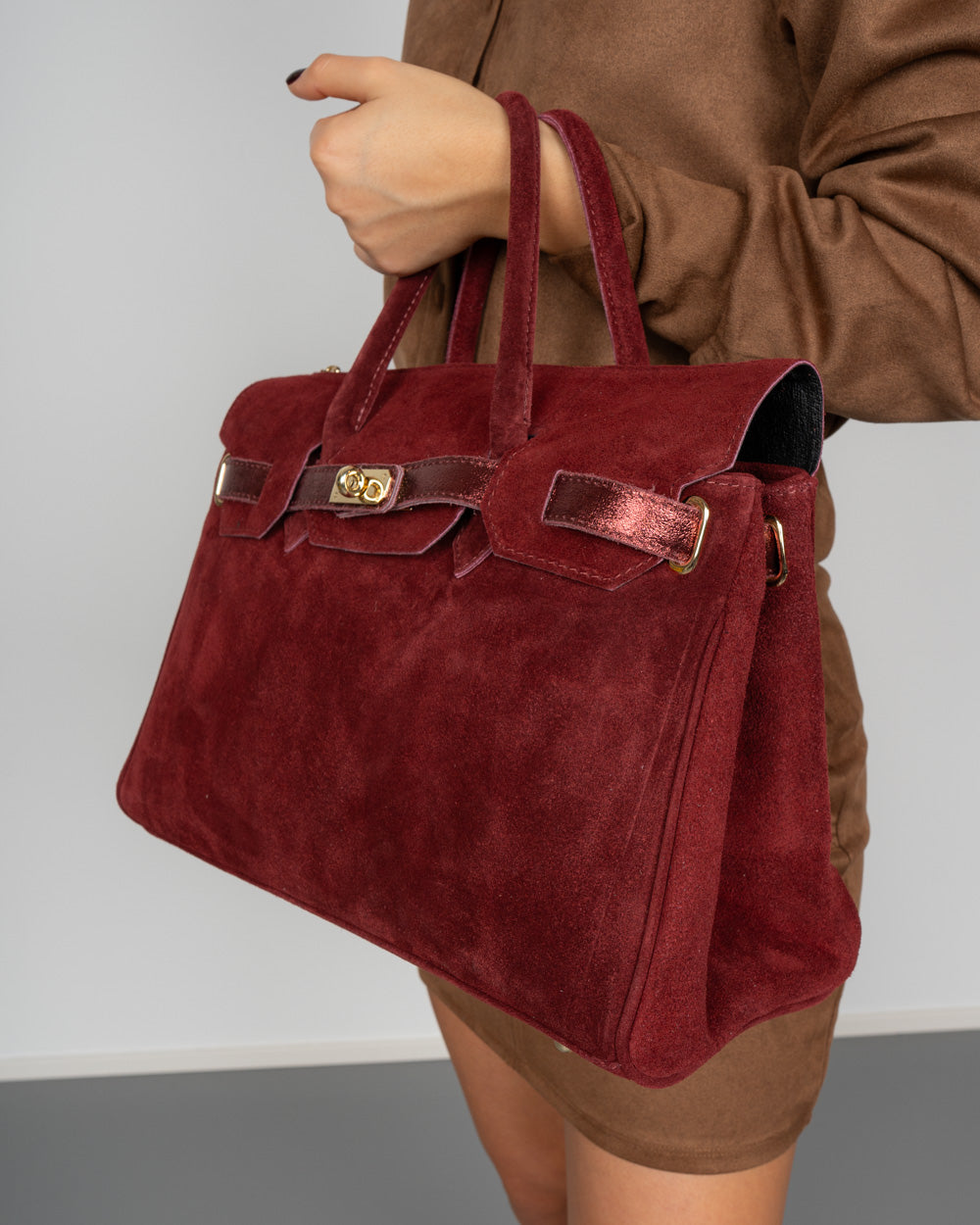 BORSA MARTY CAMOSCIO BURGUNDY