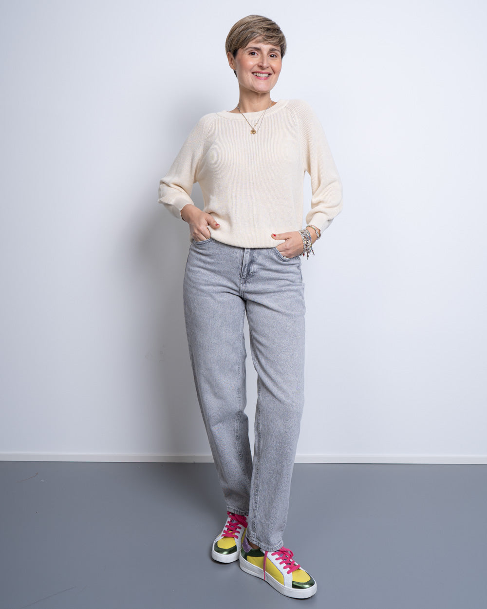 JEANS TESSA GRIGIO CHIARO