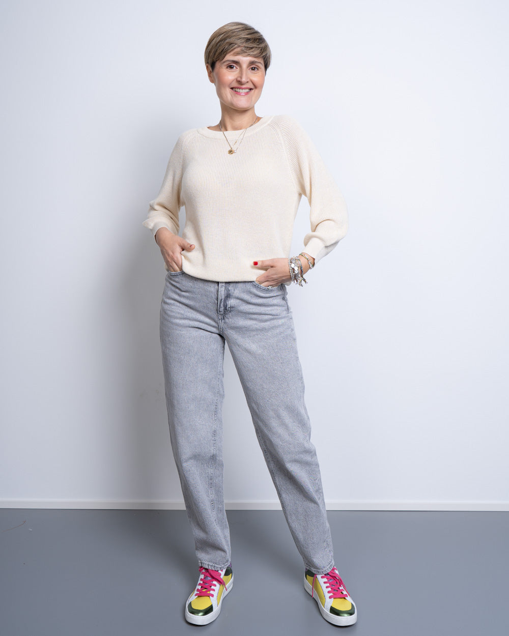 JEANS TESSA GRIGIO CHIARO
