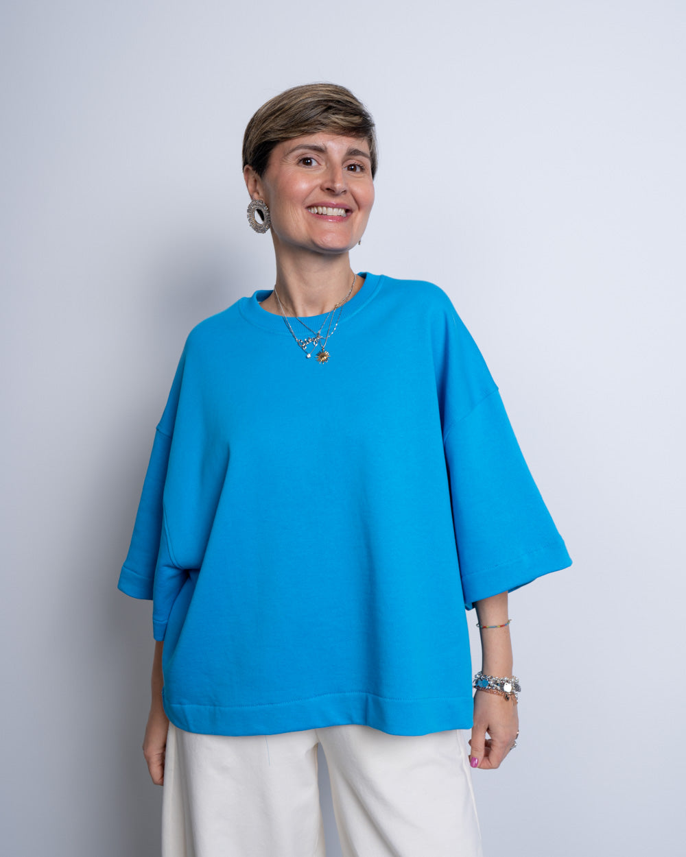 FELPA ALICE TURCHESE SENZA STRASS