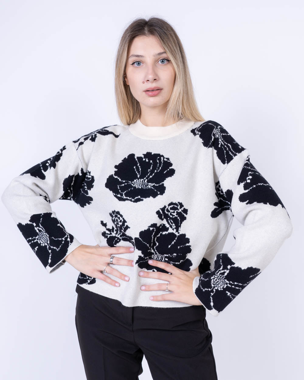 MAGLIONE FLORA PANNA