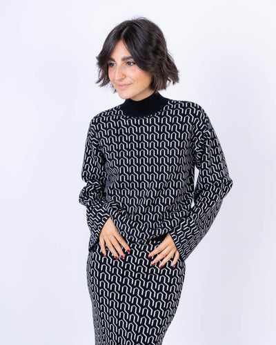MAGLIONE GOLDNEEDLE NERO/PANNA