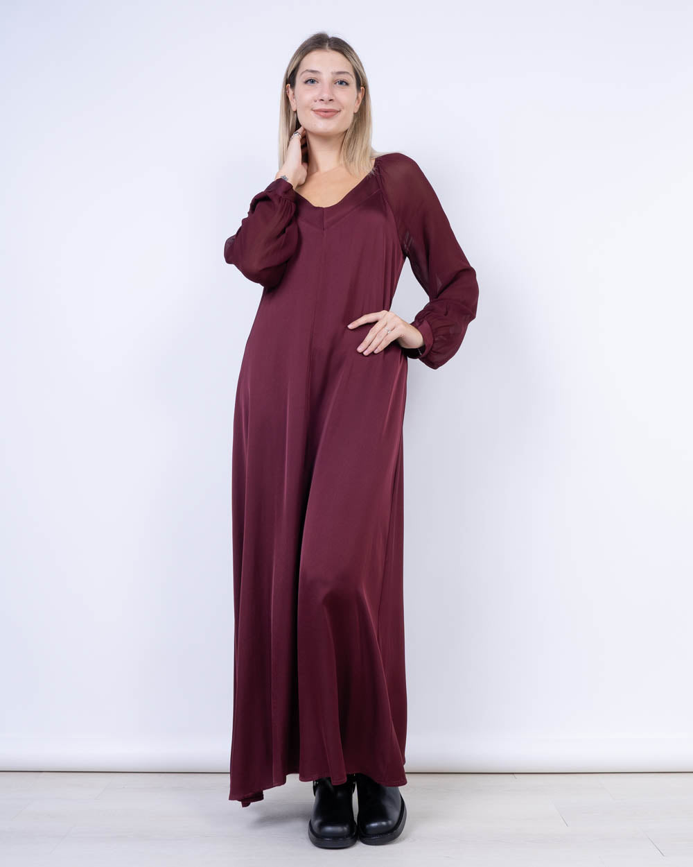 VESTITO GIRASOLE BORDEAUX