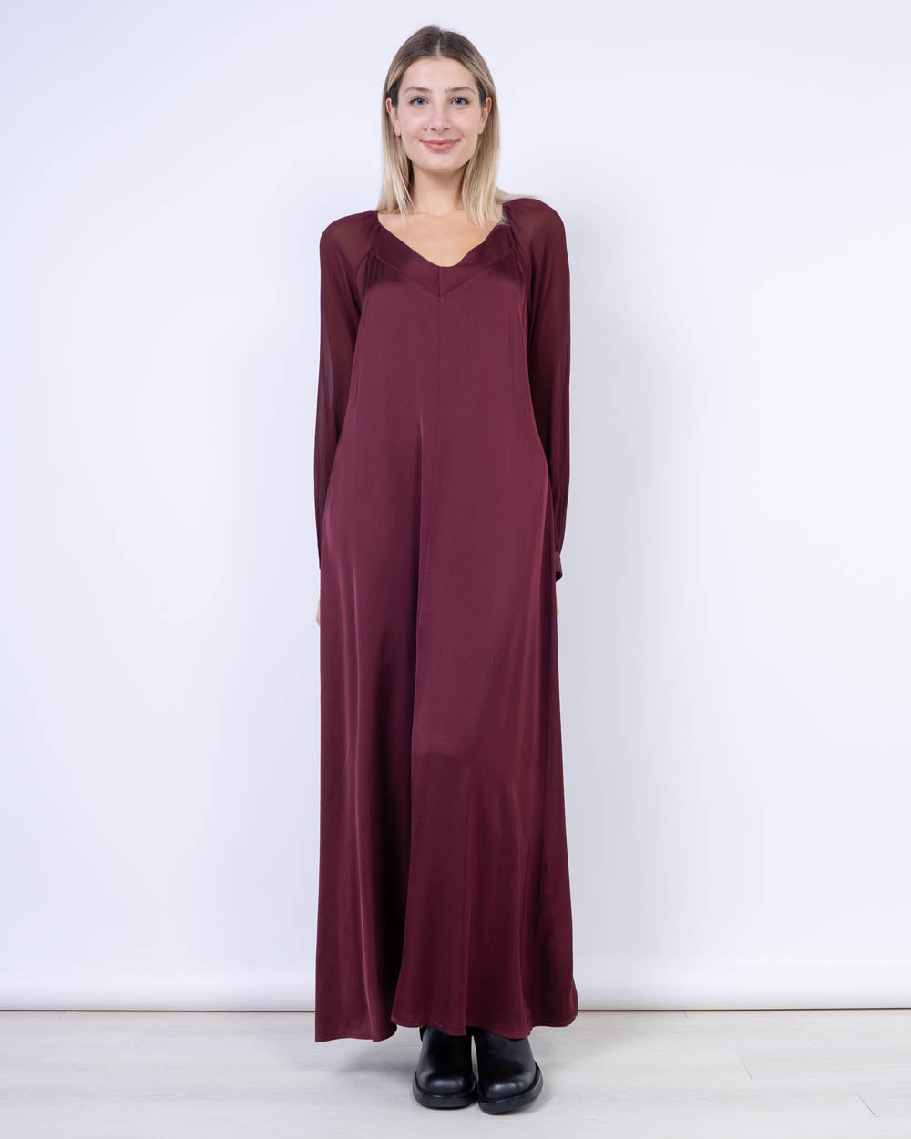 VESTITO GIRASOLE BORDEAUX