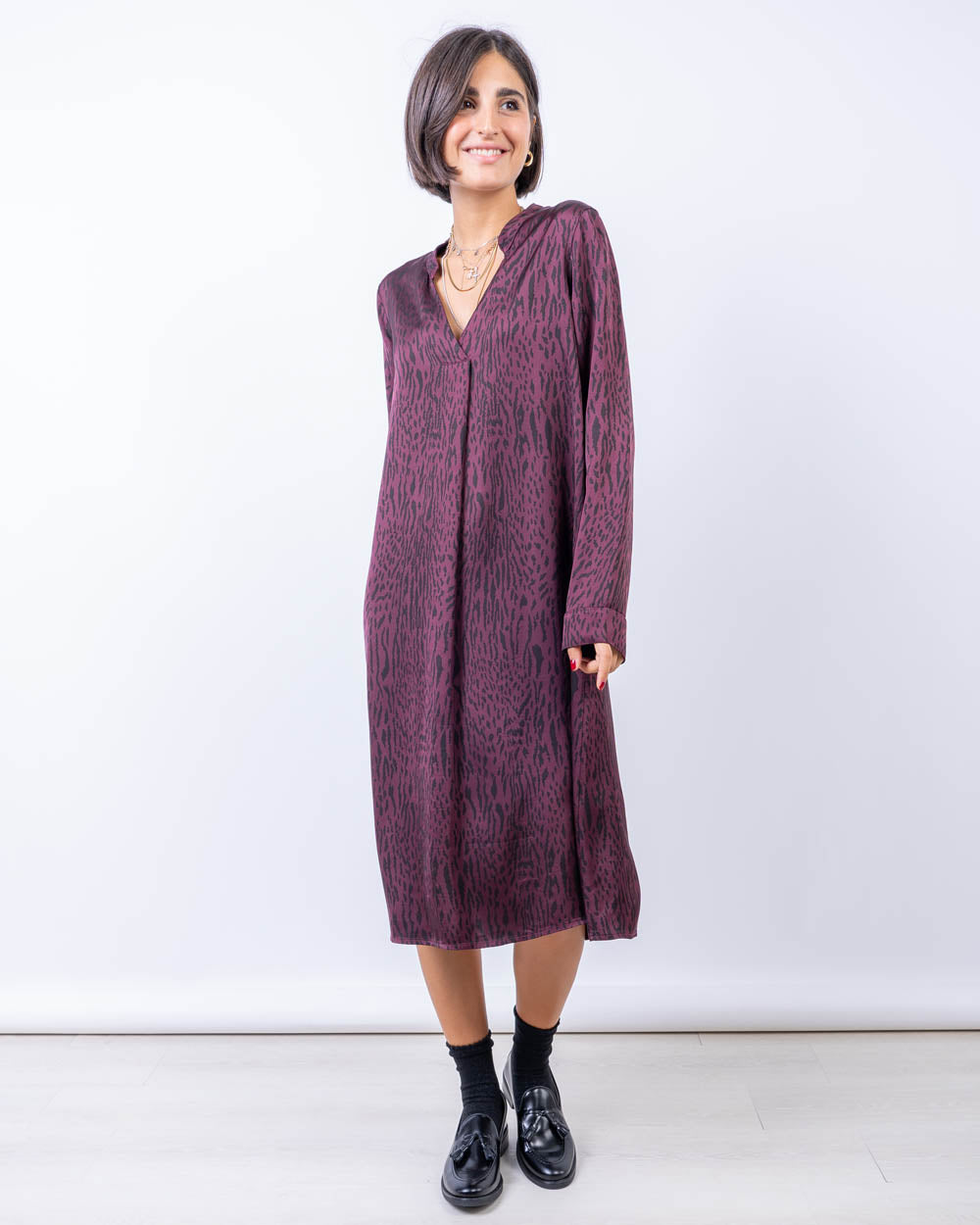 VESTITO IRIS BORDEAUX