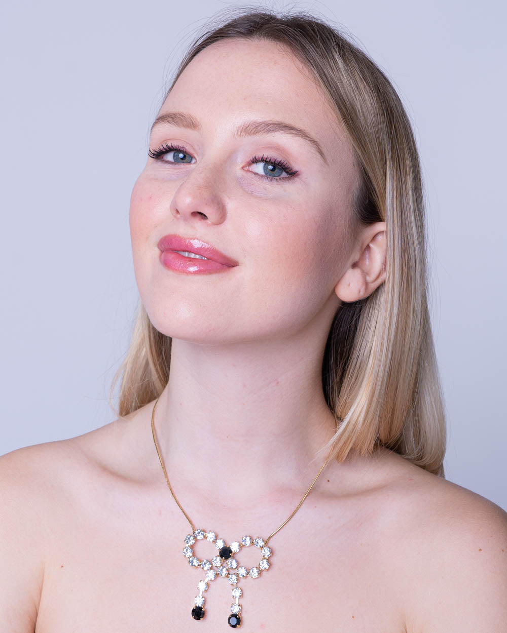 COLLANA FIOCCO CRISTALLO/NERO